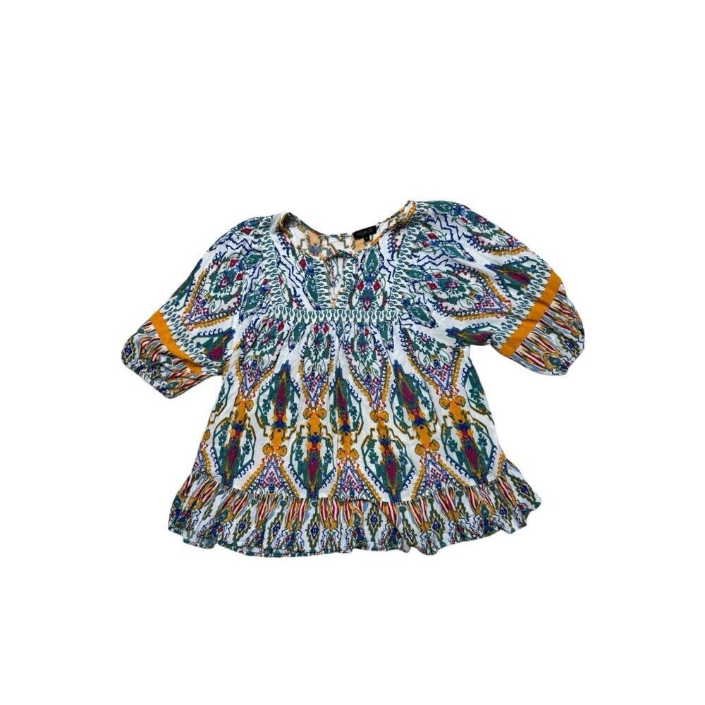 Rachel Zoe 1X Boho Tunic Blouse Plus Size Peasant Tiered Festival Top